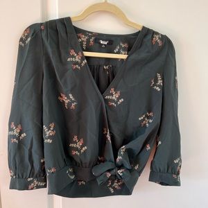 Madewell 100% silk blouse. Forest green, XS